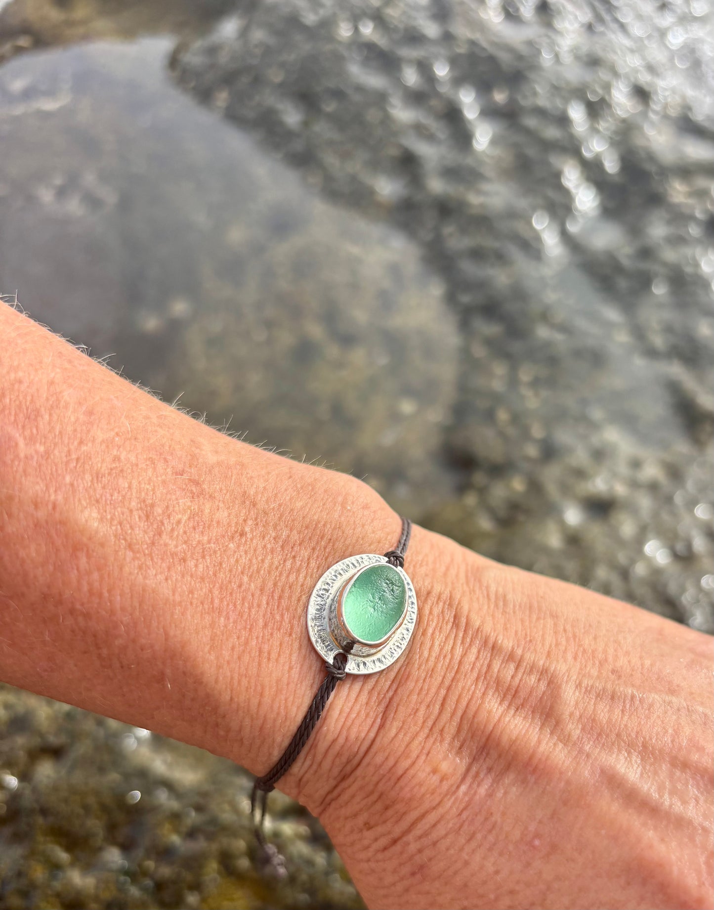 925/- Silber Armband & Atlantik Kristall