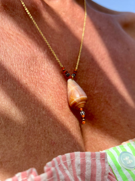 Atlantik Kegelschnecke (hell) als filigraner Halsschmuck.