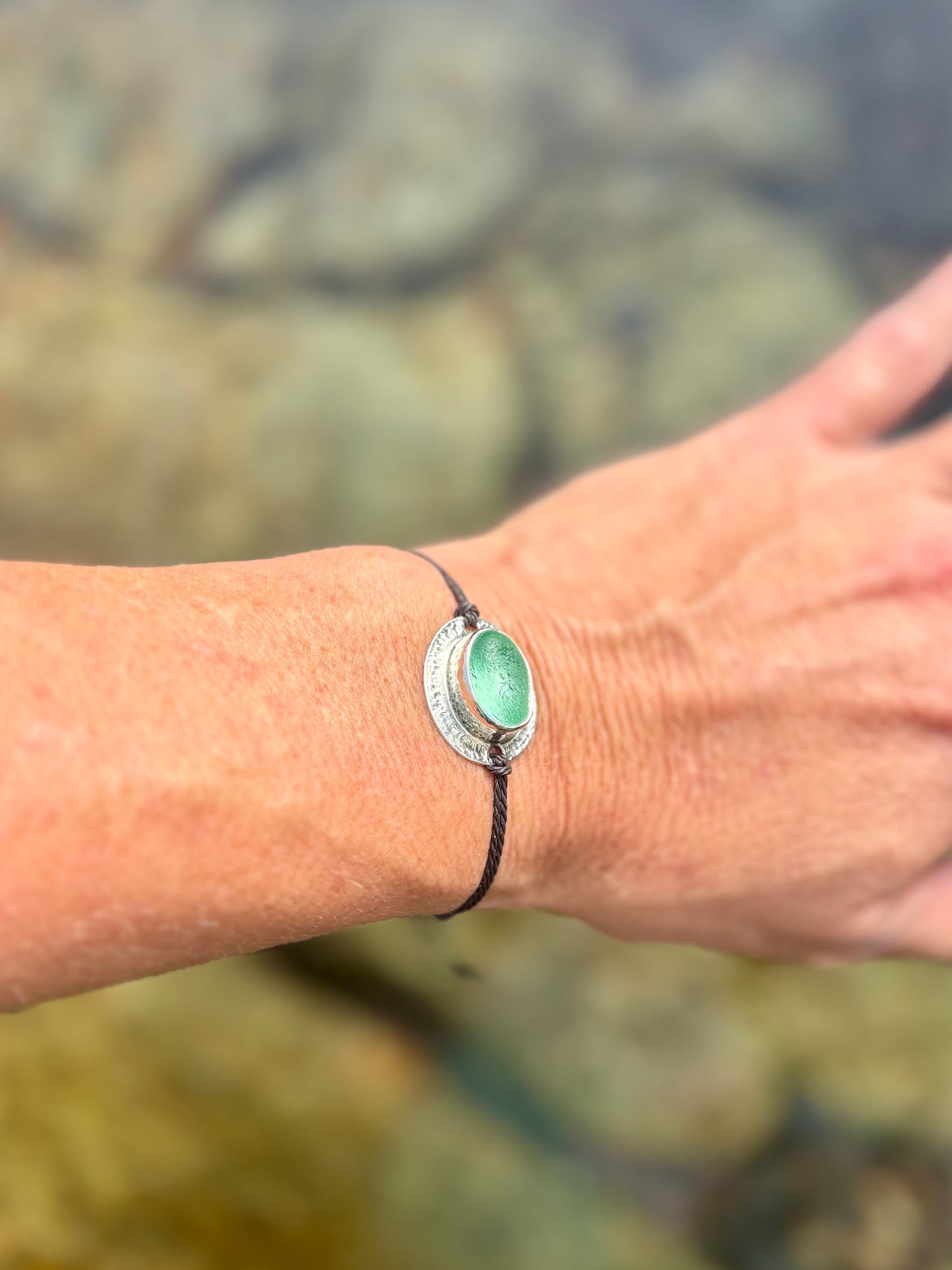 925/- Silber Armband & Atlantik Kristall
