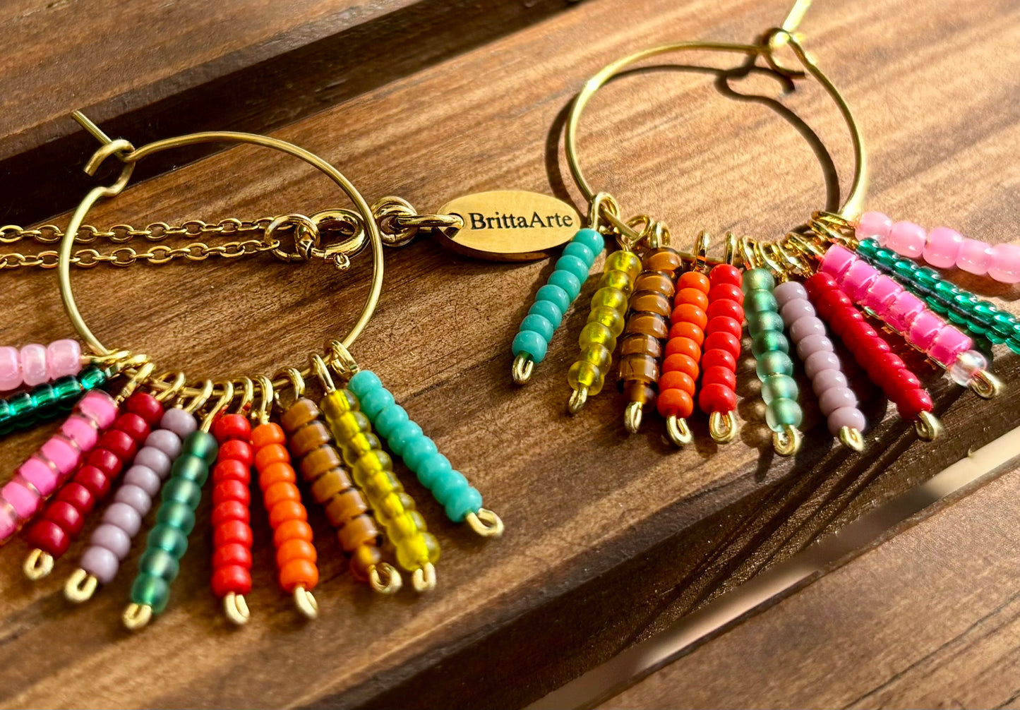 Flower Power Summer Set, Ohrringe und Halskette als bunte Sommer-Kombination mit wunderschönen Rocailles- Perlen