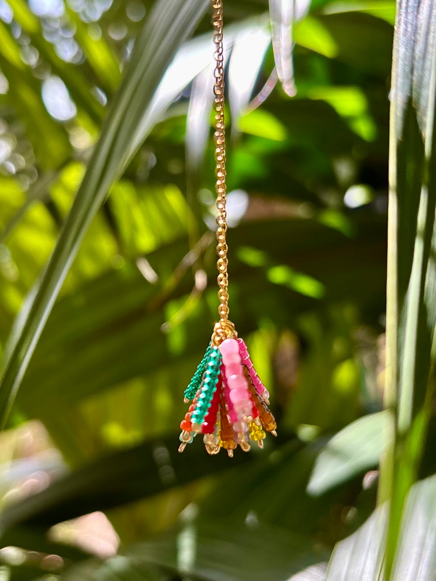 Flower Power Summer Set, Ohrringe und Halskette als bunte Sommer-Kombination mit wunderschönen Rocailles- Perlen