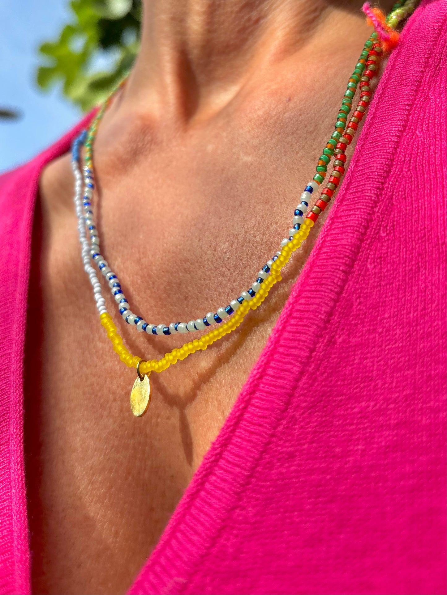 Sunshine Candy Necklace - Buntes Seed Bead Accessoire. Feinste Rocailles Perlen mit viel Liebe in eine schöne sommerliche Halskette verarbeitet.