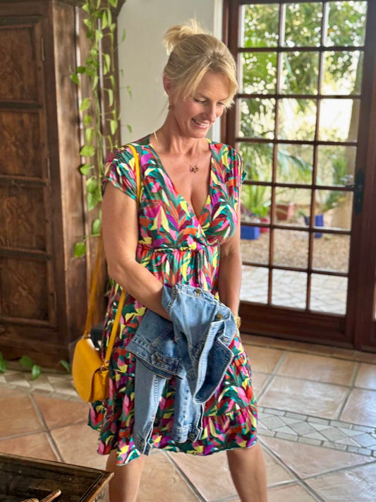 Flower Power Summer Set, Ohrringe und Halskette als bunte Sommer-Kombination mit wunderschönen Rocailles- Perlen